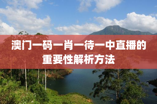 澳門一碼一肖一待一中直播的重要性解析方法液壓動(dòng)力機(jī)械,元件制造